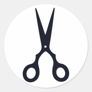 Adesivo Redondo O cabelo simples preto Scissors