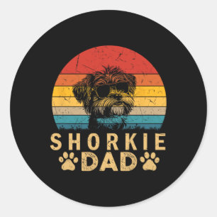 Adesivo Redondo O Cachorro do Pai Legal Vintage Shorkie abre camin