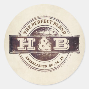 Adesivo Redondo O Café De Casamento De Mistura Perfeito