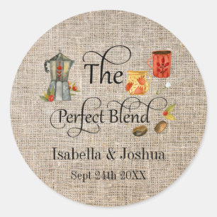 Adesivo Redondo O Café De Casamento Whimsical Russo Perfeito