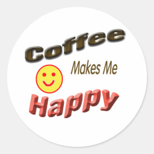 Adesivo Redondo o café faz-me feliz