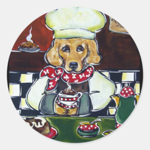 Adesivo Redondo O Café Golden Retriever