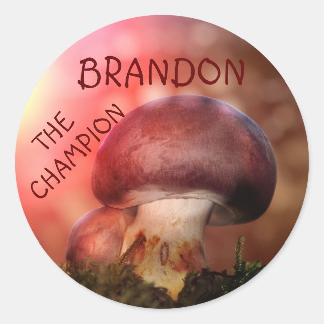 Adesivo Redondo O campion com o champignon (Frente)