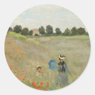 Adesivo Redondo O Campo de Papoulas perto de Argenteuil de Claude 