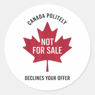 Adesivo Redondo O Canadá Não É Para Venda, O Canadá Decorre Polida