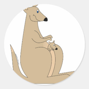 Adesivo Redondo O canguru de cartoon mais alto com presentes e cam