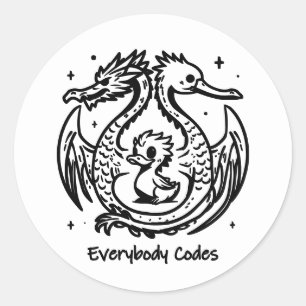 Adesivo Redondo O Canto dos Patos e Dragões - Folha de Autocolante