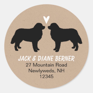 Adesivo Redondo O cão de montanha de Bernese mostra em silhueta o