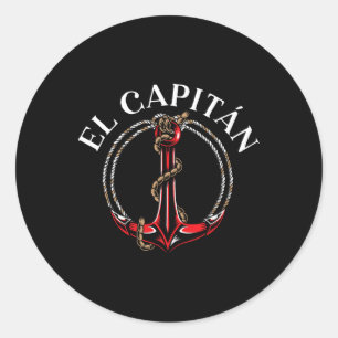 Adesivo Redondo O Capitão Âncora Barco Navio Capitão Comandante Ma