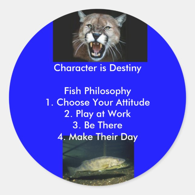 Adesivo Redondo O caráter é Destino... (Frente)