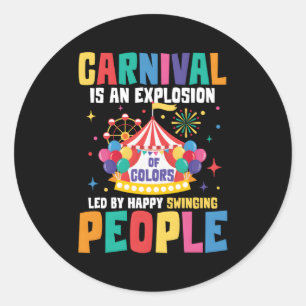 Adesivo Redondo O Carnaval É Uma Explosão De Cores