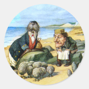 Adesivo Redondo O carpinteiro e a morsa no país das maravilhas