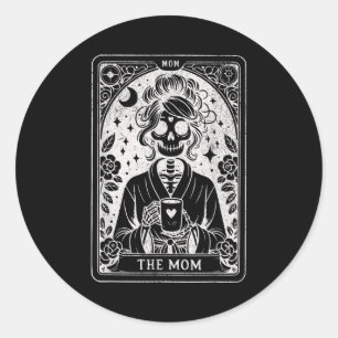 Adesivo Redondo O cartão de tarot da mamãe esqueleto mama café fel