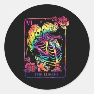 Adesivo Redondo O Cartão de Tarot dos Amantes Goth Tie Dye Beijand