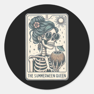 Adesivo Redondo O Cartão Queen Tarot Summerbetween