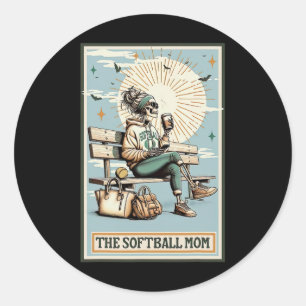 Adesivo Redondo O Cartão Tarot da Mãe Softll Esqueleto Café Mães