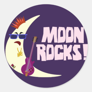 Adesivo Redondo O Cartoon Moon Rocks