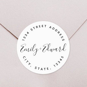 Adesivo Redondo O casal da caligrafia nomeia o endereço circular