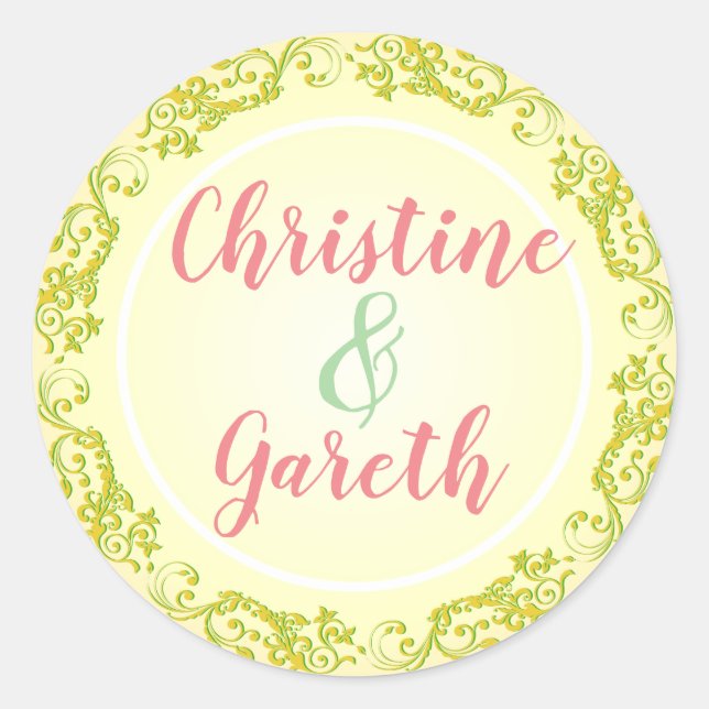 Adesivo Redondo O Casal Feliz. Dois Nomes em um (Frente)