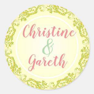 Adesivo Redondo O Casal Feliz. Dois Nomes em um