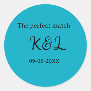 Adesivo Redondo O casal nome letra data azul sim perfeito