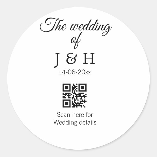 Adesivo Redondo O casamento de adicionar nome do casal Detalhes da (Frente)