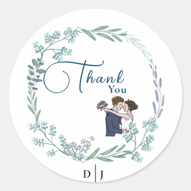 Adesivo Redondo O casamento de amantes azuis (Frente)