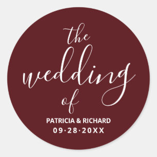 Adesivo Redondo O Casamento De Burgundy