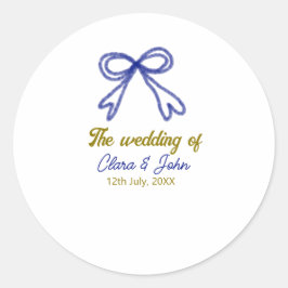 Adesivo Redondo O casamento do casal marinho azul de ouro