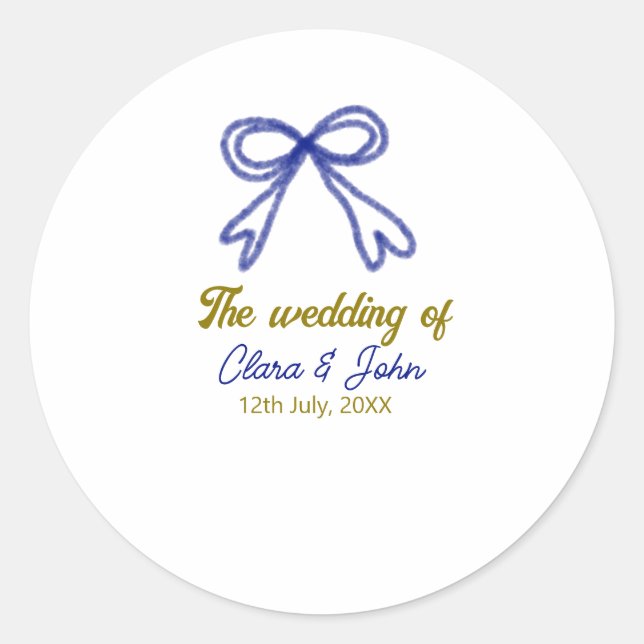 Adesivo Redondo O casamento do casal marinho azul de ouro (Frente)