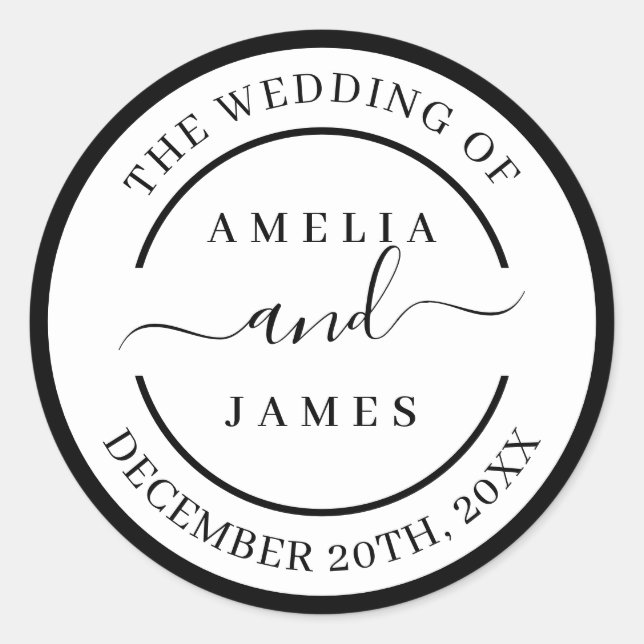 Adesivo Redondo O Casamento do Script Moderno (Frente)