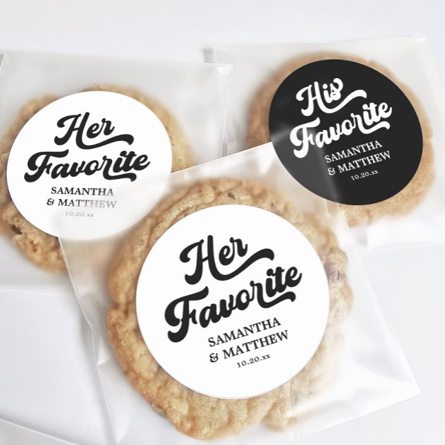 Adesivo Redondo O casamento favorito de Disco Branco e Preto (Criador carregado)