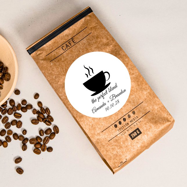 Adesivo Redondo O Casamento Perfeito Do Café Mistura Obrigado (The Perfect Blend Coffee Wedding Thank You Classic Round Sticker)
