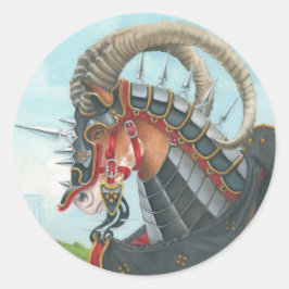 Adesivo Redondo O Cavalo de Guerra de Sir Gawain Gringolet