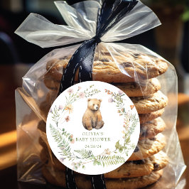 Adesivo Redondo O Chá de fraldas do Urso Delicioso da Natureza