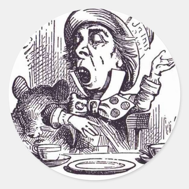 Adesivo Redondo O Chapéu Louco (Frente)