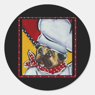 Adesivo Redondo O Chef Pug