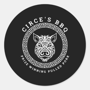 Adesivo Redondo O Churrasco de Circe, Mitologia Grega Divertida