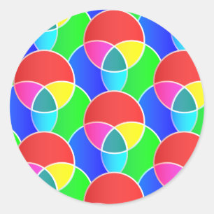 Adesivo Redondo O círculo de interseção forma diferentes cores 