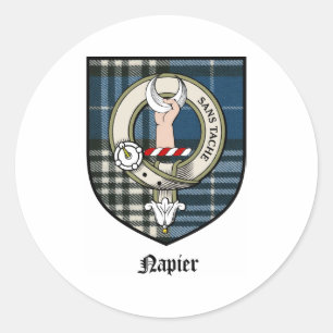 Adesivo Redondo O clã de Napier Crest o Tartan do crachá