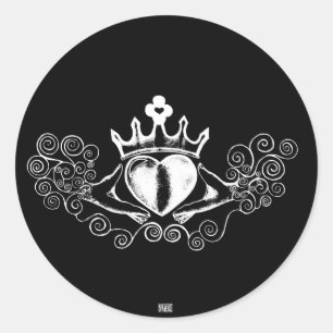Adesivo Redondo O Claddagh (branco)
