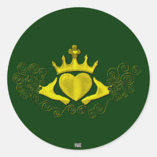 Adesivo Redondo O Claddagh (ouro)