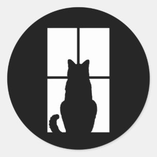 Adesivo Redondo O clique do gato da janela a personalizar obtem