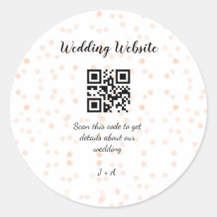 Adesivo Redondo O código QR de verificação do site de casamento pa