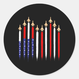 Adesivo Redondo O Combatente Patriótico Americano Jets Bandeira Us