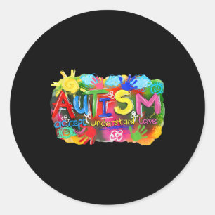 Adesivo Redondo O conceito de conscientização do Autismo de Brusha