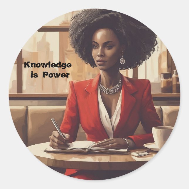Adesivo Redondo O conhecimento é o sonho de alcançar energia (Frente)