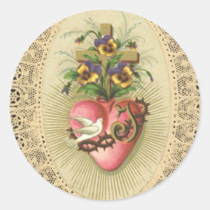 Adesivo Redondo O coração doloroso imaculado do laço da Virgem