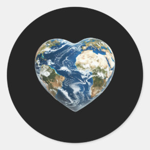 Adesivo Redondo O Coração Mundial da Terra - Feliz Dia da Terra -