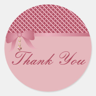 Adesivo Redondo O coração oscila listras e pontos cor-de-rosa